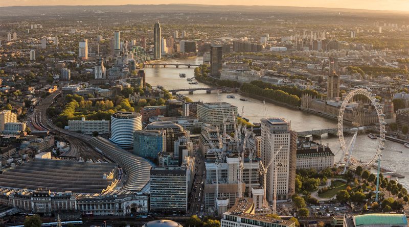 Birdeye view of central London showing all the famous landmarks to support built environment article