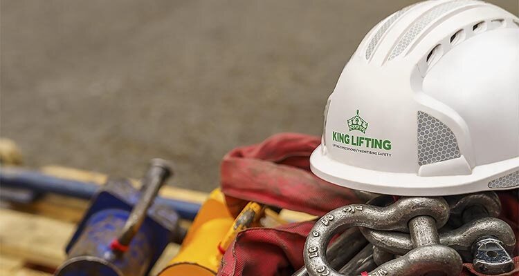 White King Lifting hard hat on lifting equipment