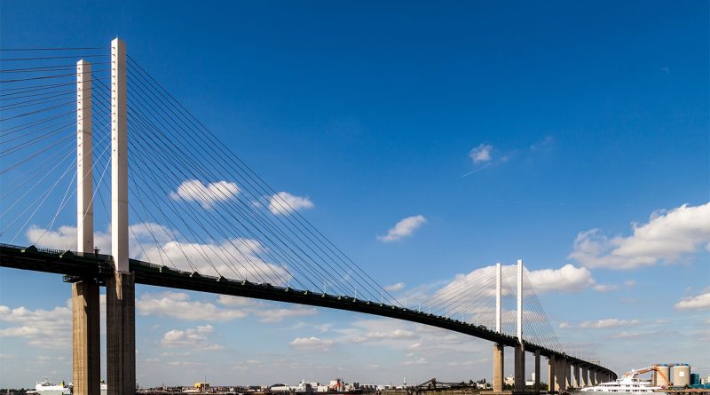 Panoramic image of a large bridge crossing The River Thames to support Lower Thames Crossing article