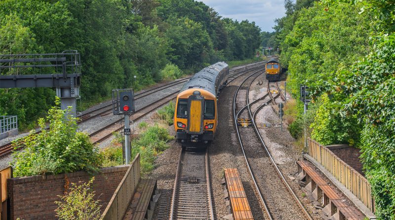 Railway with train running through to support thermal modelling article
