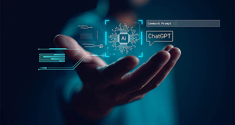Ai tech, businessman show virtual graphic Global Internet connect Chatgpt Chat with AI, Artificial Intelligence. using command prompt for generates something, Futuristic technology transformation.