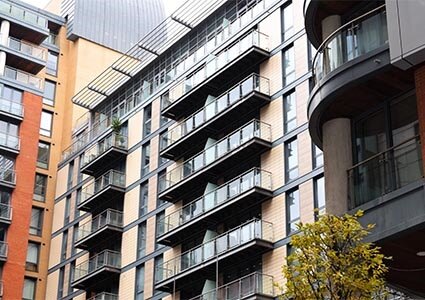 High Rise apartments with balconies
